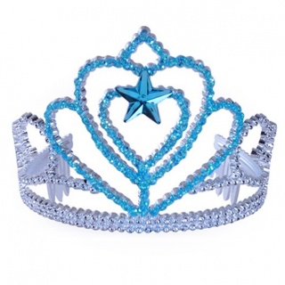 Tiara kroon zilver/blauw (Prinsessenjurk.nl)