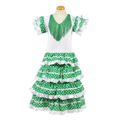 Spaanse jurk OUTLET groen/wit (Tres Niñas)