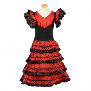 Spaanse jurk zwart/rood (Tres Niñas)