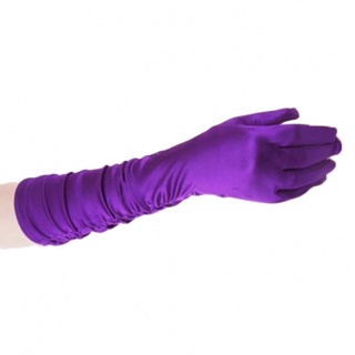 Lange satijnen handschoenen paars (35cm) (Prinsessenjurk.nl)