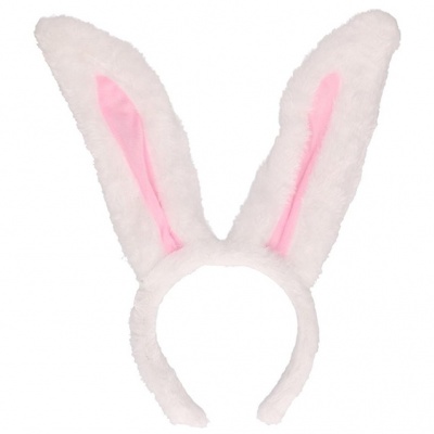 Diadeem konijnenoren wit roze (Prinsessenjurk.nl)