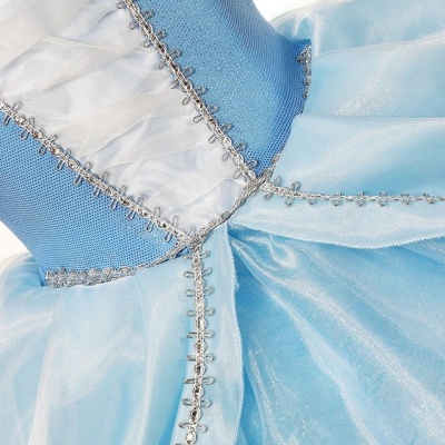 Luxe Assepoester jurk blauw met handschoenen (Prinsessenjurk.nl)