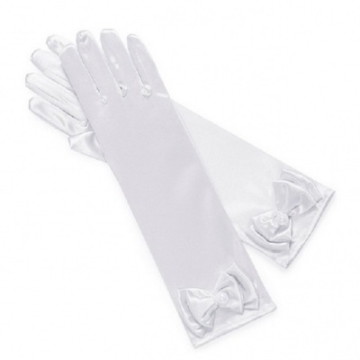 Satijnen handschoenen met strik wit (30cm) (Prinsessenjurk.nl)