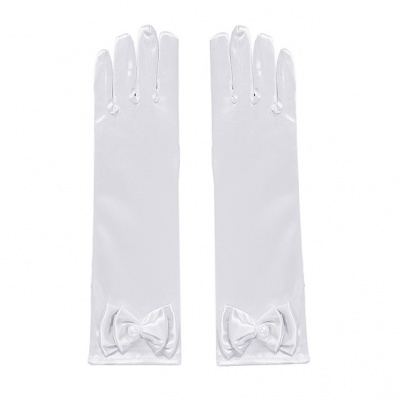 Satijnen handschoenen met strik wit (30cm) (Prinsessenjurk.nl)
