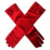 Satijnen handschoenen met strik rood (30cm)