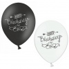 Ballonnen Happy Birthday to you zwart wit 30cm (6st)