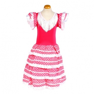 Spaanse jurk roze/wit (Tres Niñas)
