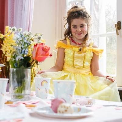 Lange Belle jurk met edelsteen (Prinsessenjurk.nl)