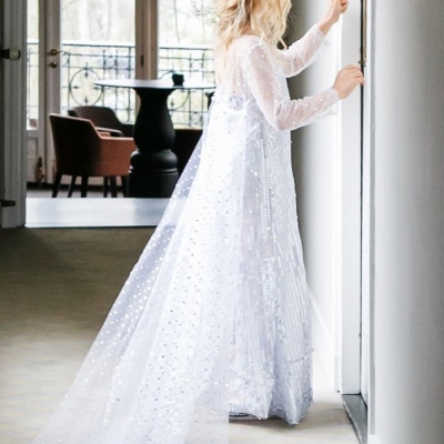 Witte pailletten Elsa jurk met sleep (Prinsessenjurk.nl)