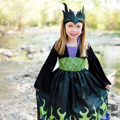 Luxe Maleficent heksenjurk met kroon (Little Adventures)