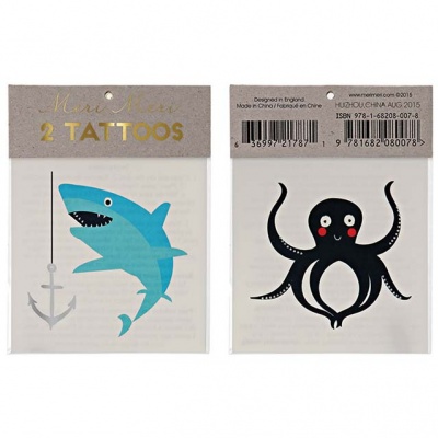 Zeedieren Haai en Octopus tattoos (Meri Meri)