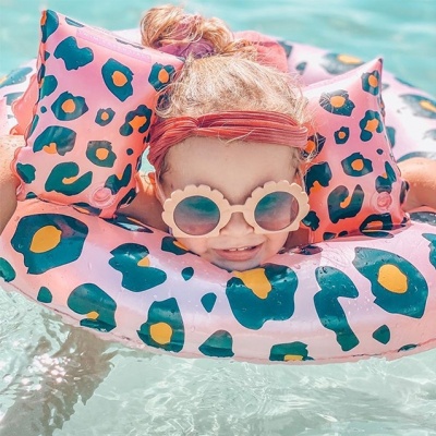 Zwembandjes roze gouden panterprint 2-6 jaar (Swim Essentials)