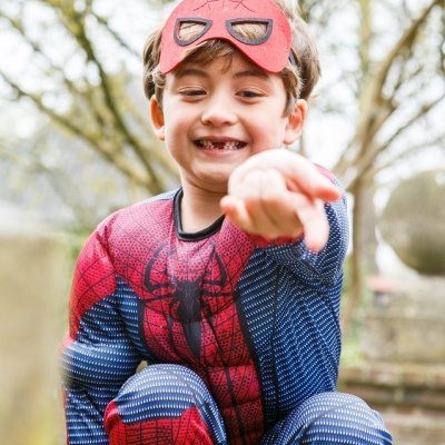 Luxe spinnenman superhelden kostuum met spierballen (Prinsessenjurk.nl)