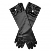 Satijnen handschoenen met strik zwart (30cm)