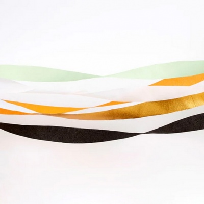 Crepepapier streamers oranje-zwart (Meri Meri)