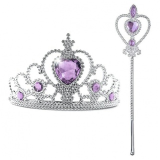 Prinsessen 2-delige accessoireset (kroon + staf paars)