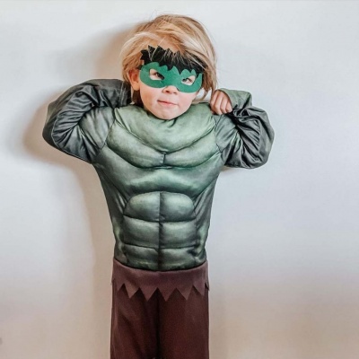 Masker groene superheld vilt (Prinsessenjurk.nl)