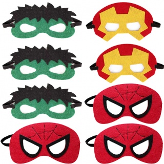 Superhelden maskers partypack (8 stuks) (assorti)