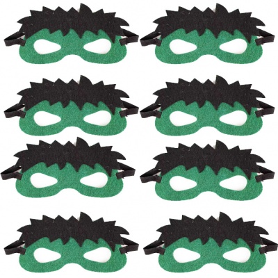 Superhelden maskers partypack (8 stuks) (Hulk)
