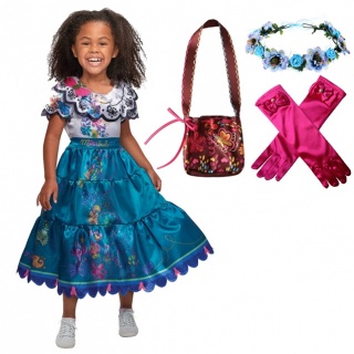 Voordeelpakket Encanto Mirabel jurk + tas + handschoenen + bloemenhaarband (Prinsessenjurk.nl)