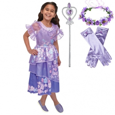 Voordeelpakket Encanto Isabela jurk + bloemenhaarband + handschoenen + staf (Prinsessenjurk.nl)