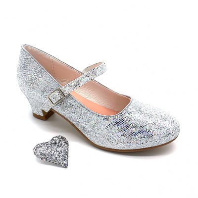 Zilver glitter prinsessenschoenen hartje (Prinsessenjurk.nl)