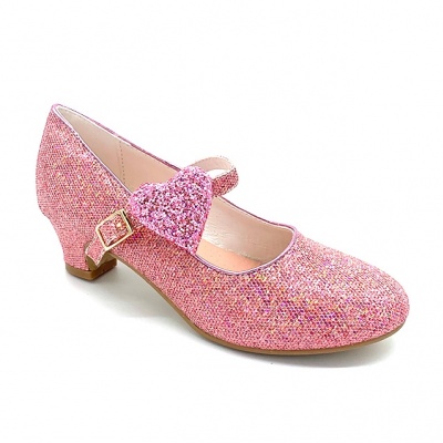 Roze glitter prinsessenschoenen hartje (Prinsessenjurk.nl)
