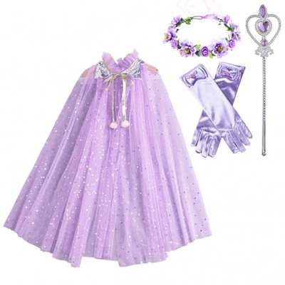 Voordeelpakket paarse cape kind met accessoires (Prinsessenjurk.nl)