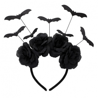 Vleermuizen diadeem met zwarte rozen (Prinsessenjurk.nl)