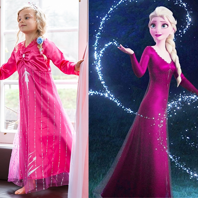 Frozen Elsa jurk fuchsia